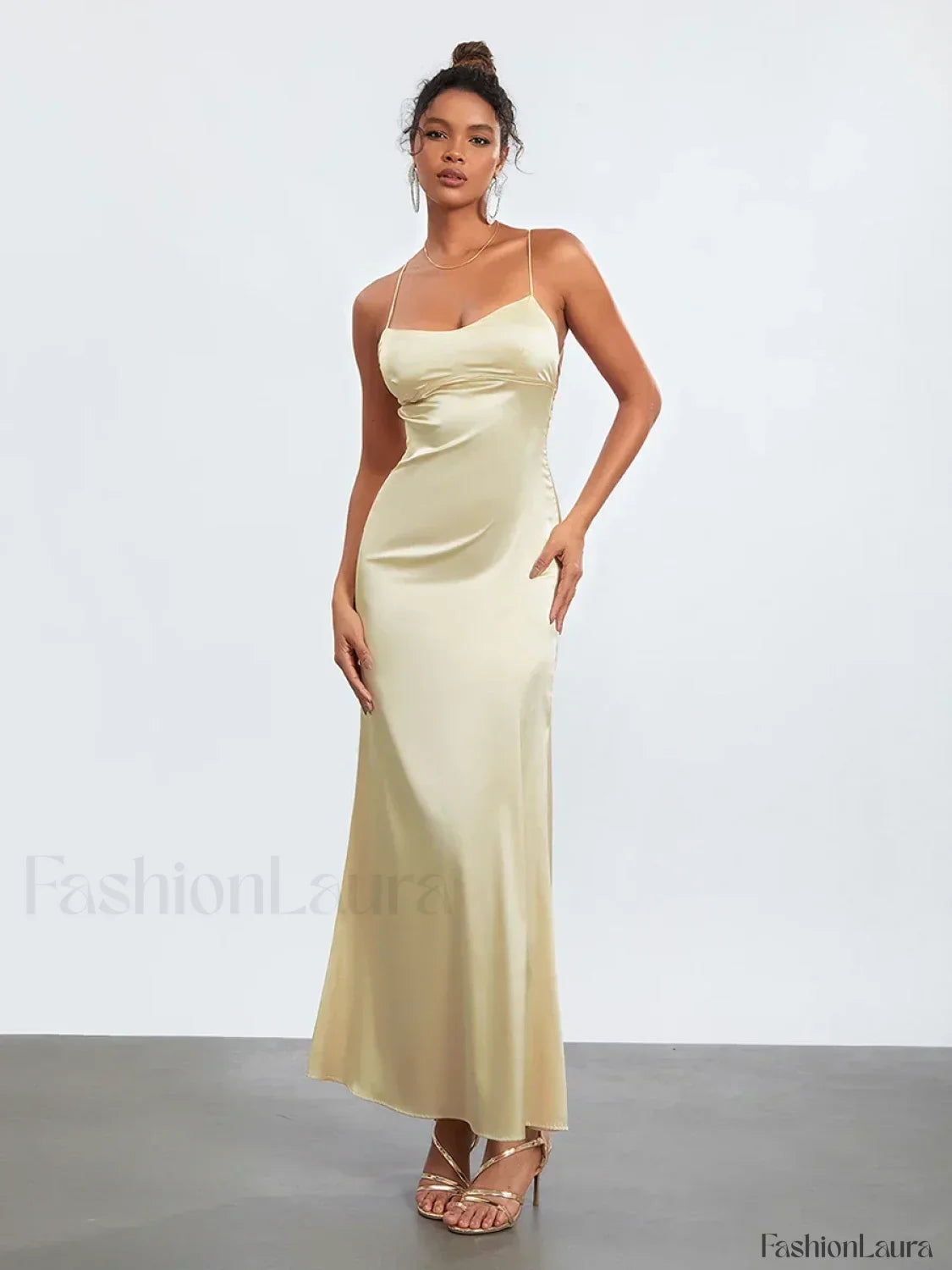 Cross Tie Slip Spaghetti Maxi Dress