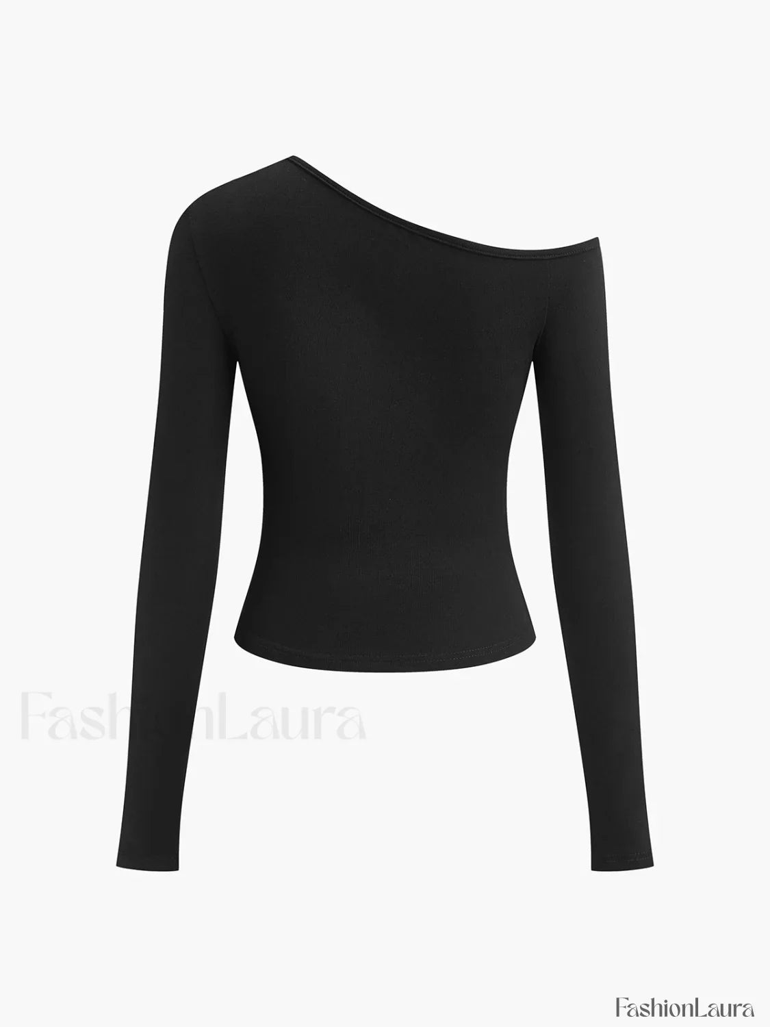 Cut Out Asymmetric Off Shoulder Slinky Long Sleeve Shirt