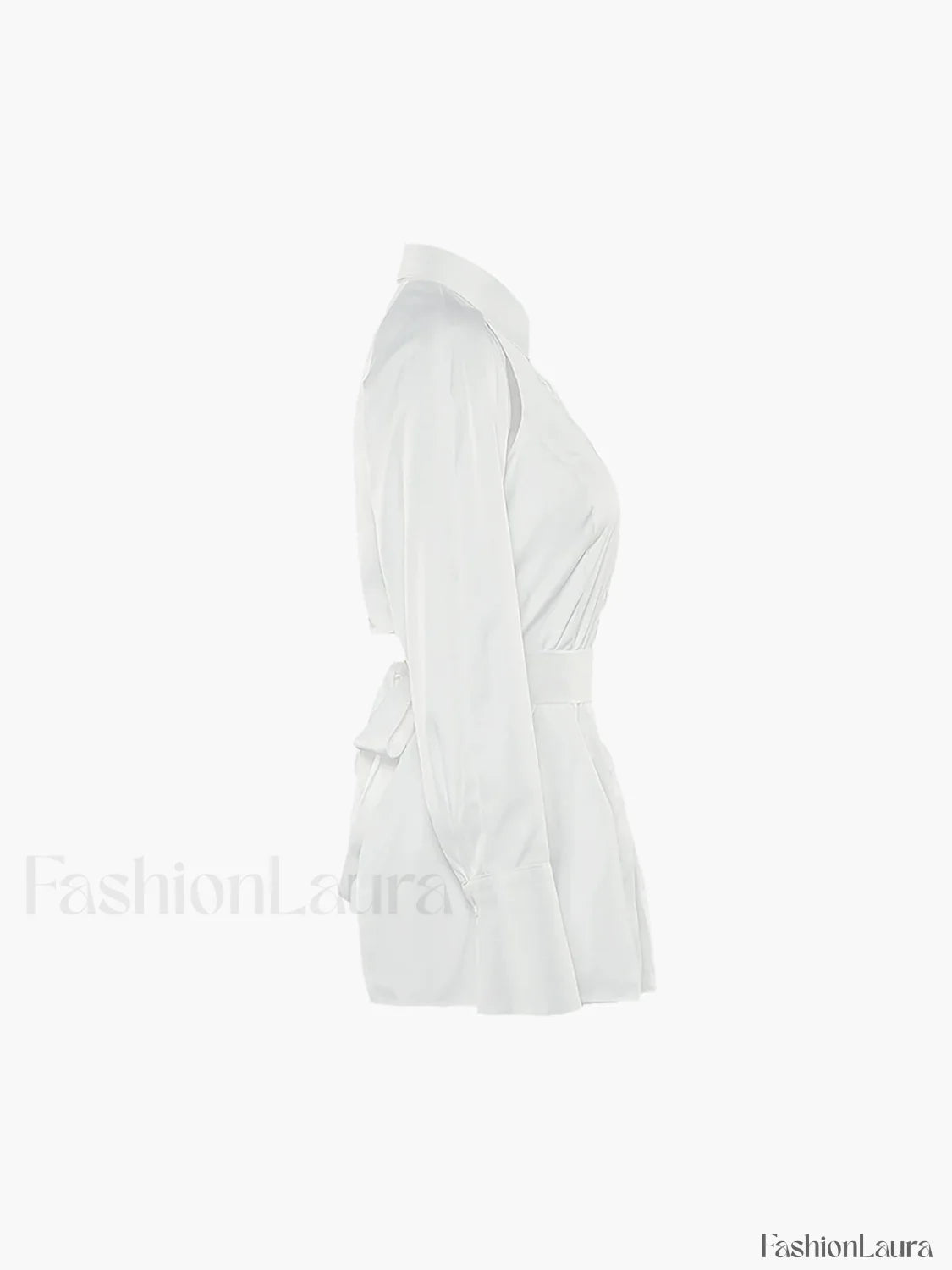 Cut Out Button Trendy Down Collar Shirt