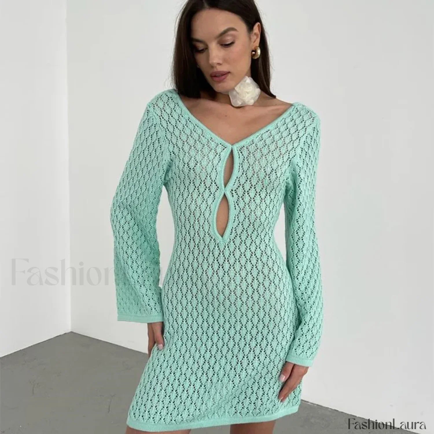 Cut-Out Crochet Tunic Beach Cover Up