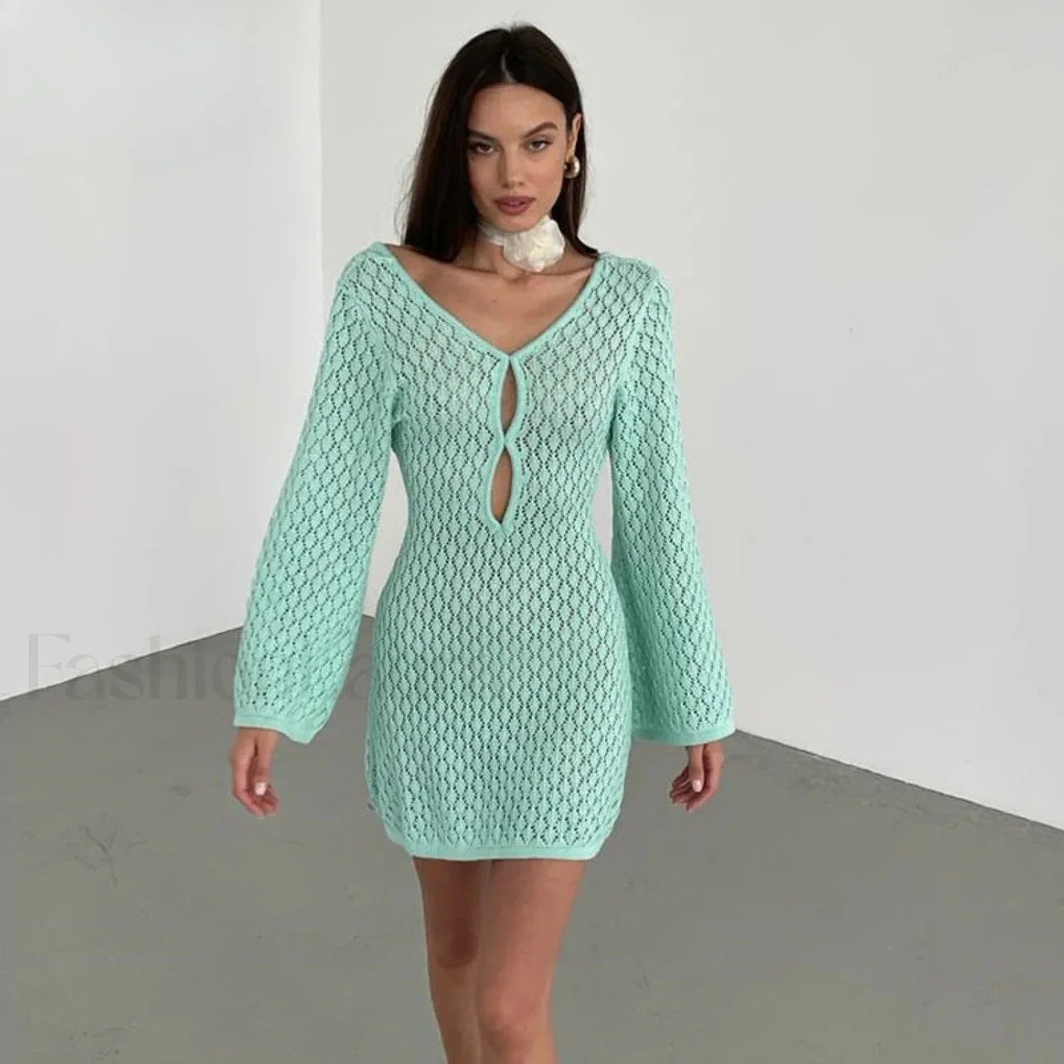 Cut-Out Crochet Tunic Beach Cover Up
