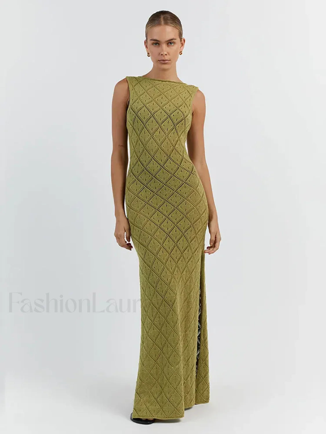 Cut Out Slit Knit Mesh Pareo Tunic Style Cover-ups