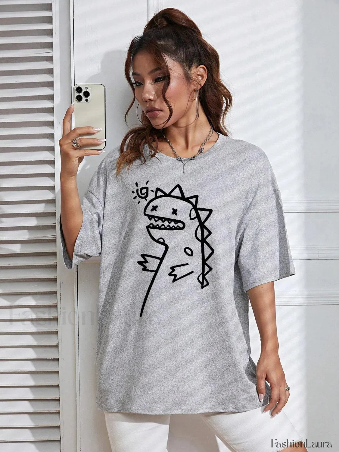 Cute Dinosaurs Printing Casual Street T-Shirt