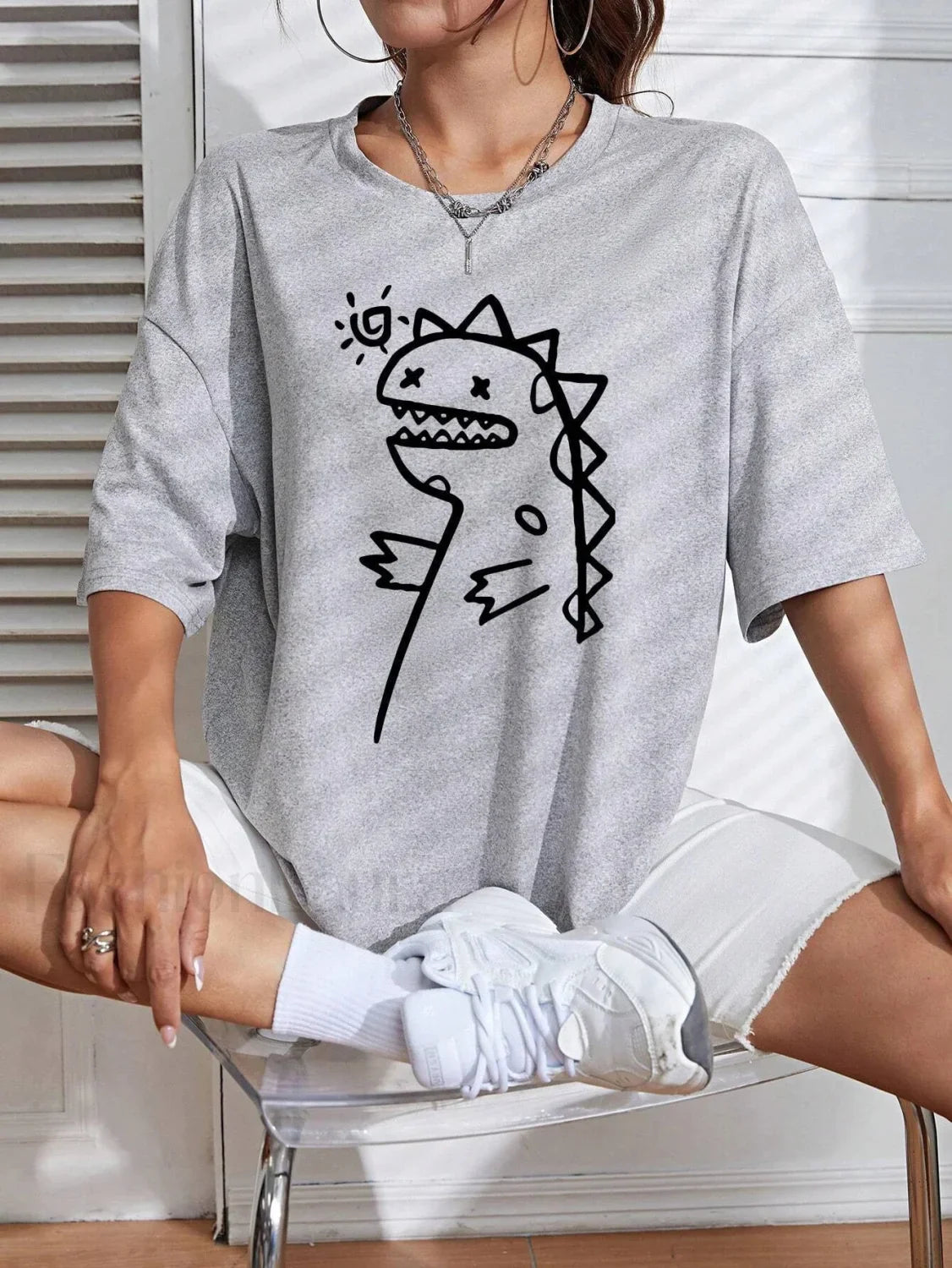 Cute Dinosaurs Printing Casual Street T-Shirt