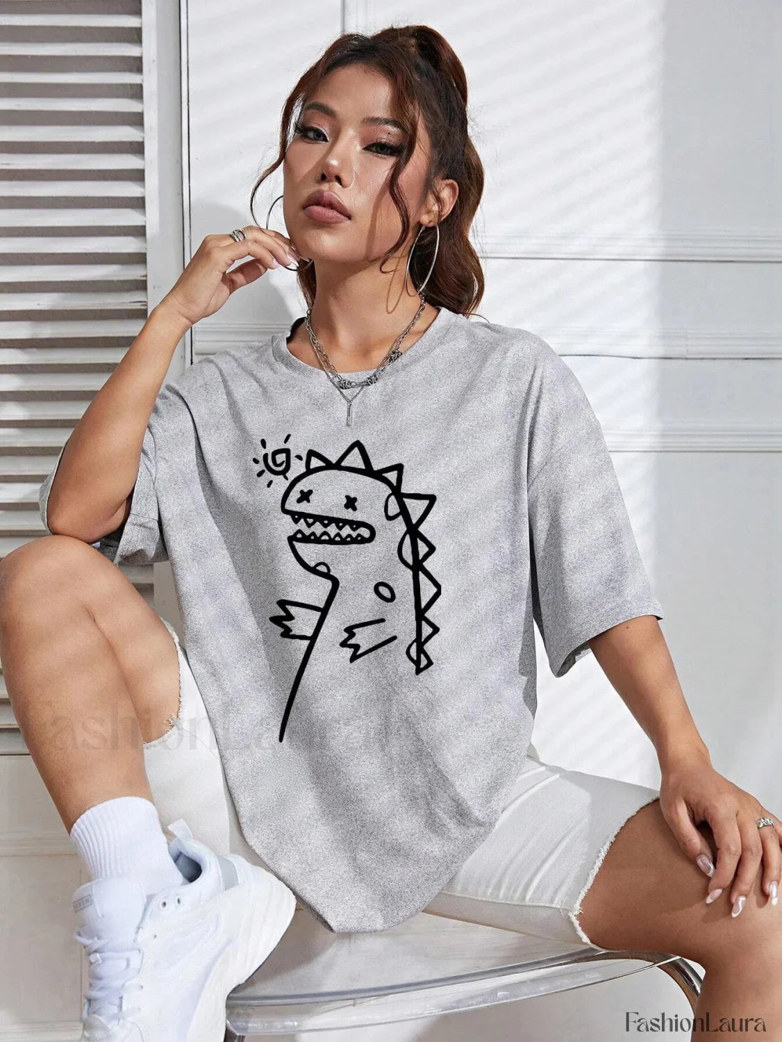 Cute Dinosaurs Printing Casual Street T-Shirt