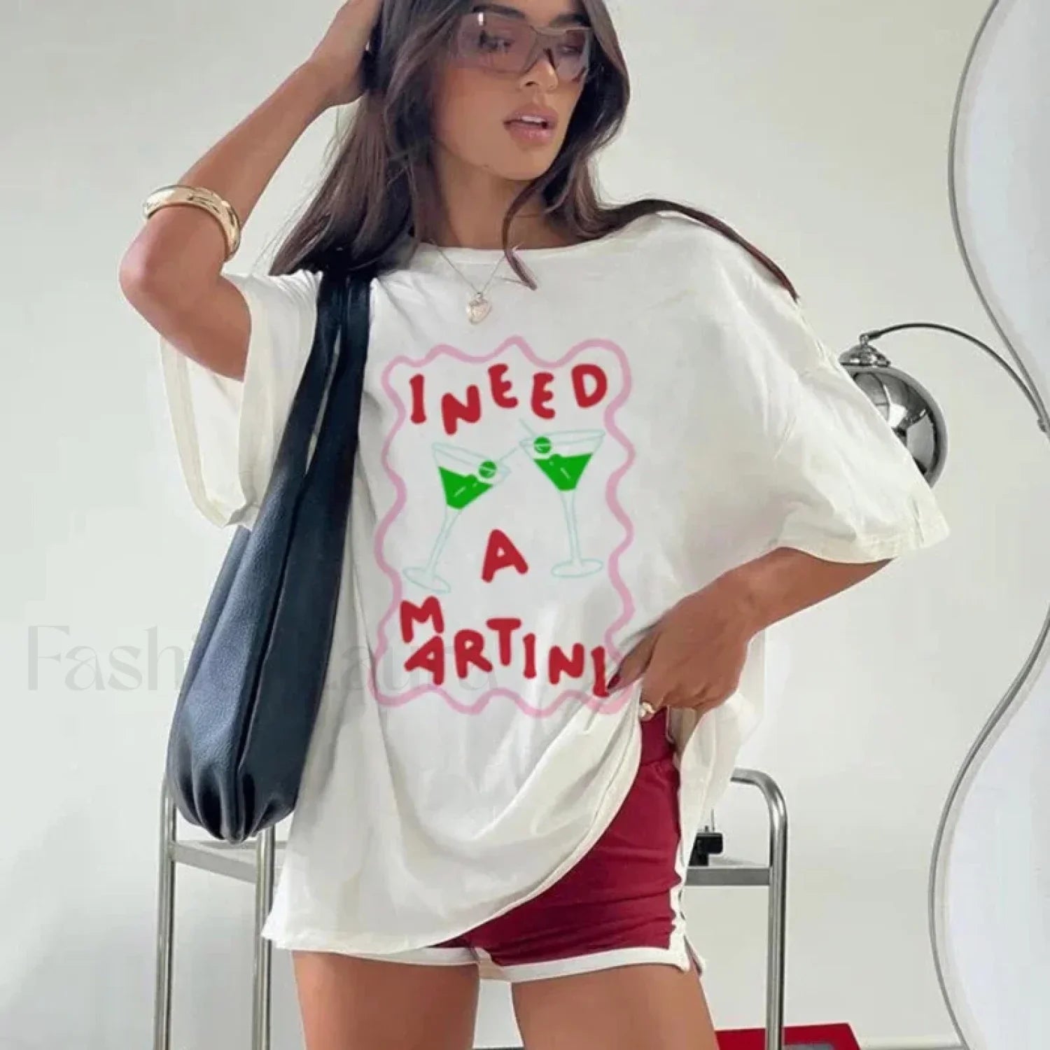 Cute Y2k Martini Print Cocktail Aesthetic T-Shirt