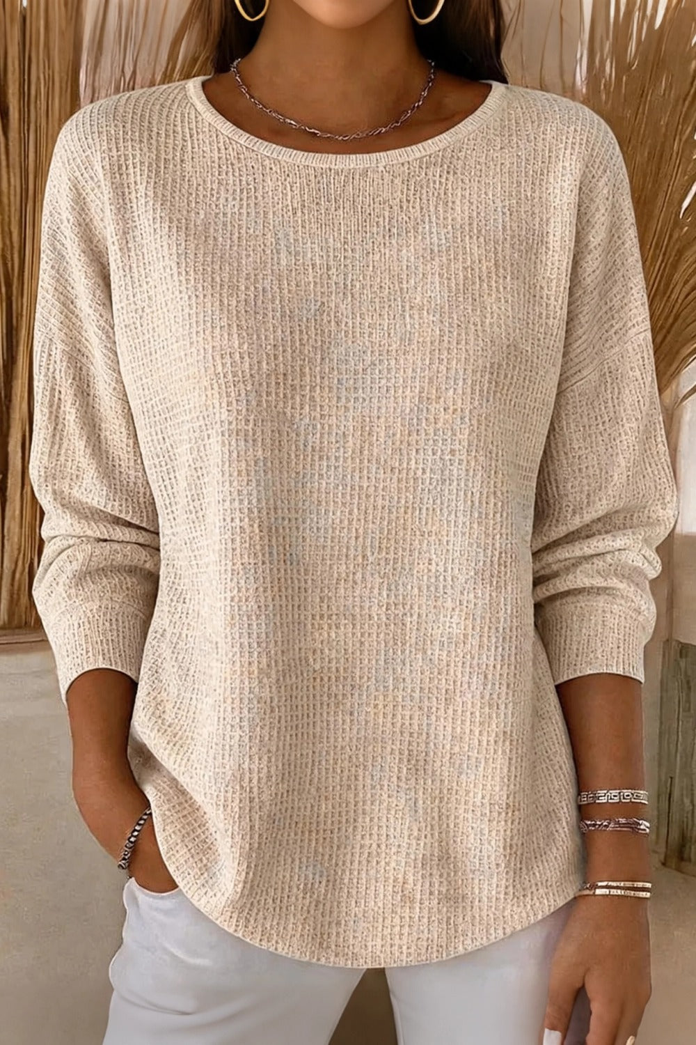 Women's Casual Ombre Crew Neck Long Sleeve Sweatshirt