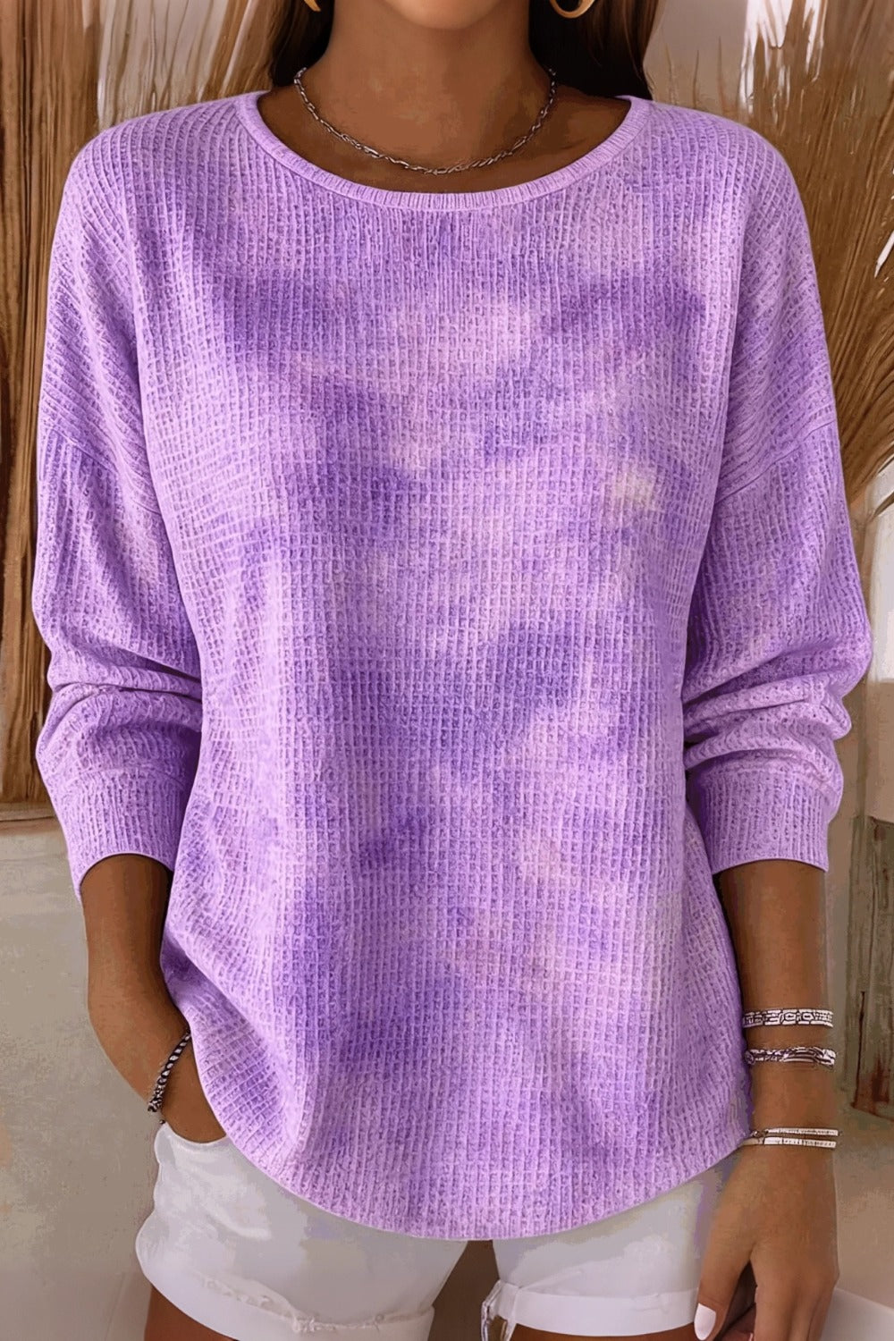Women's Casual Ombre Crew Neck Long Sleeve Sweatshirt