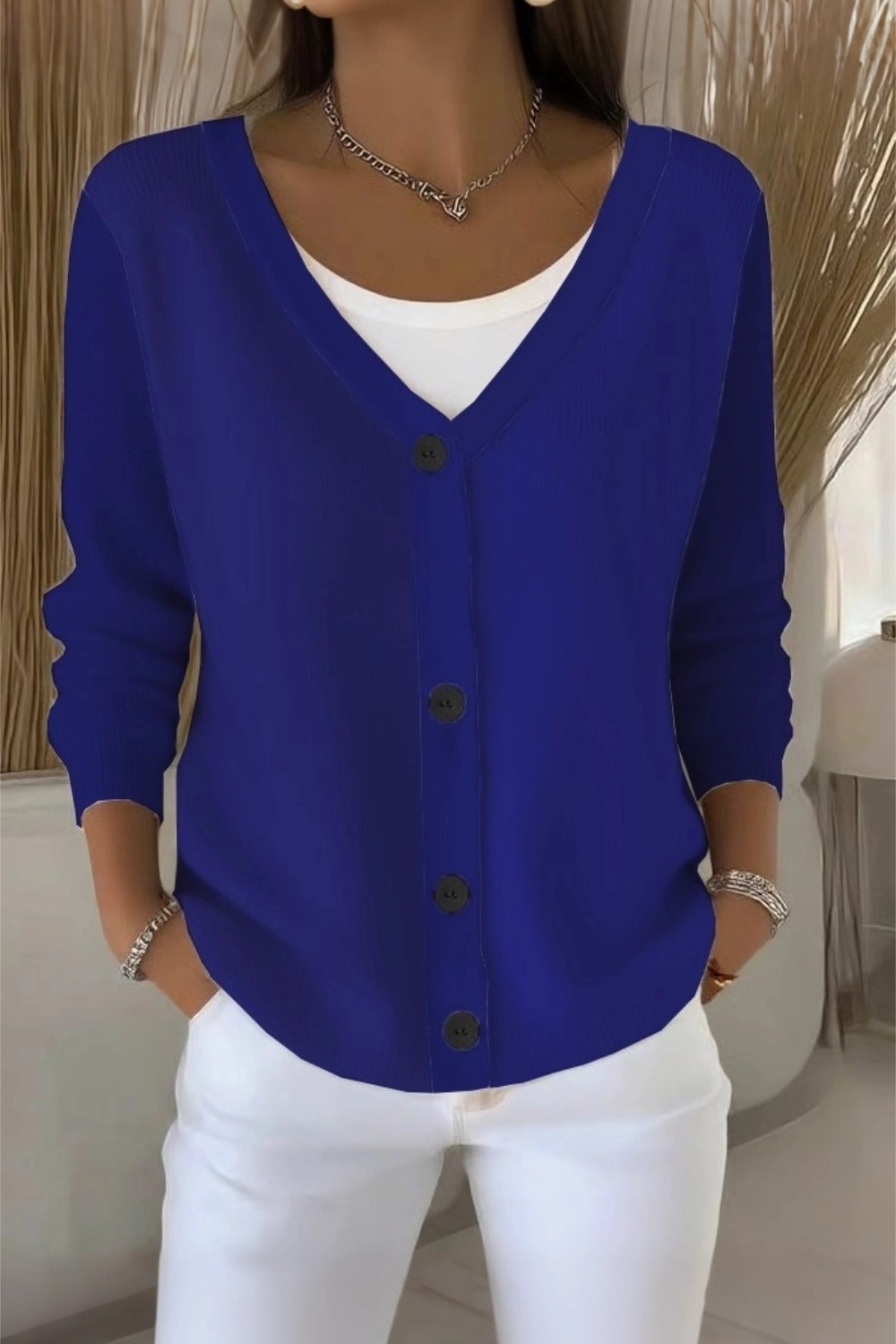 Women Plain Long Sleeve Comfy Casual Cardigan