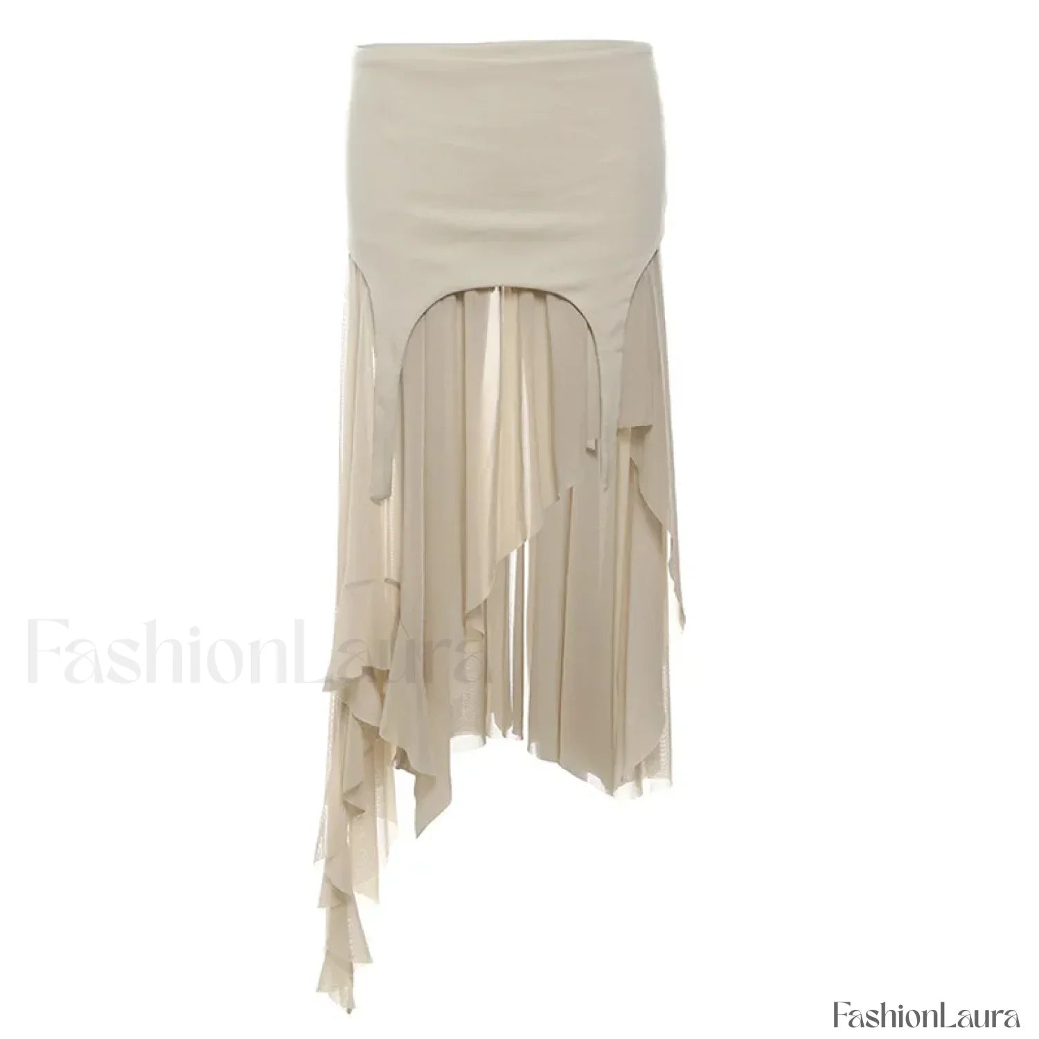 Cyber Y2K Irregular Hem Harajuku Mesh Patchwork Skirt