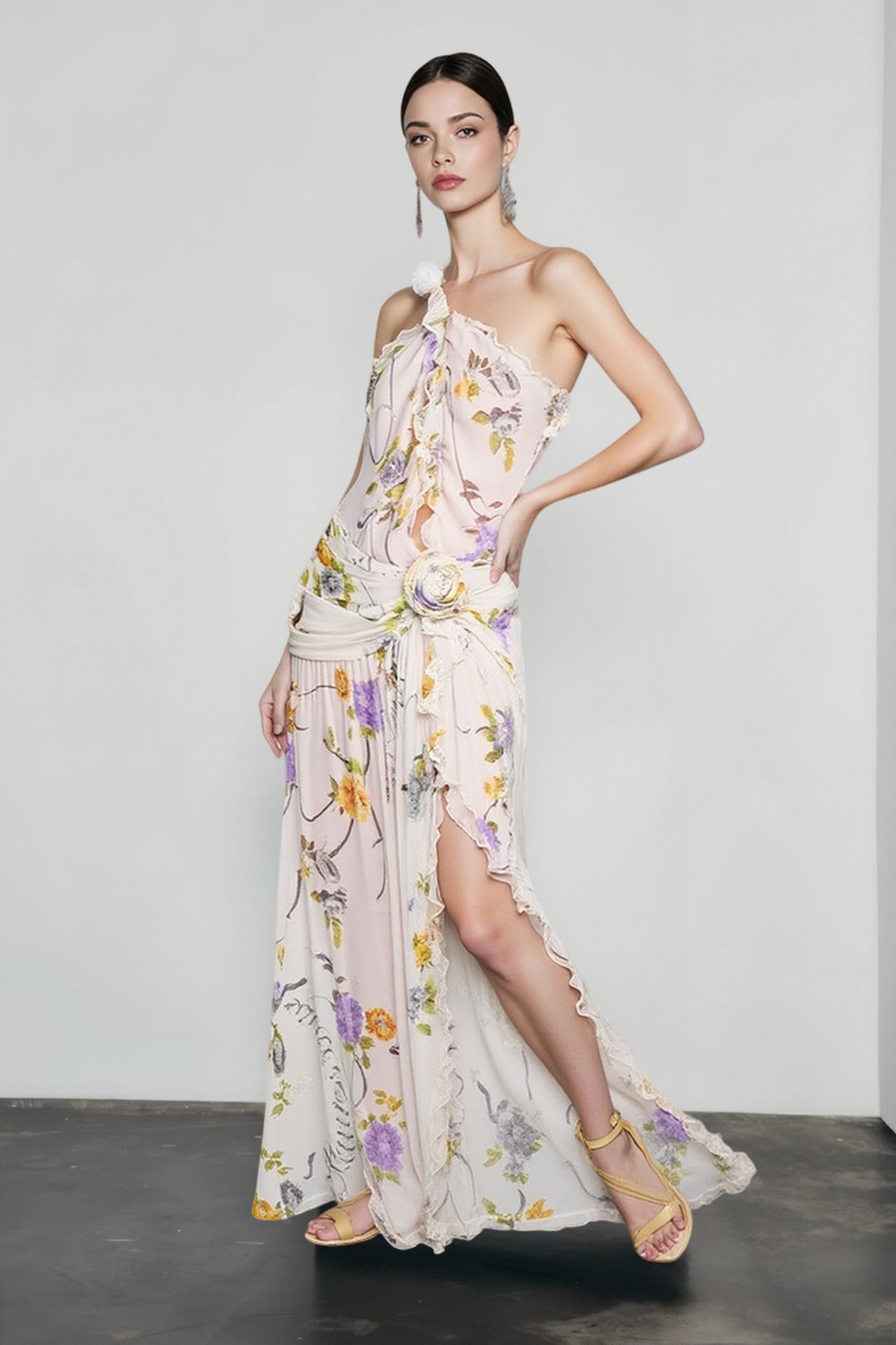 Backless Halter-Neck Floral Dress