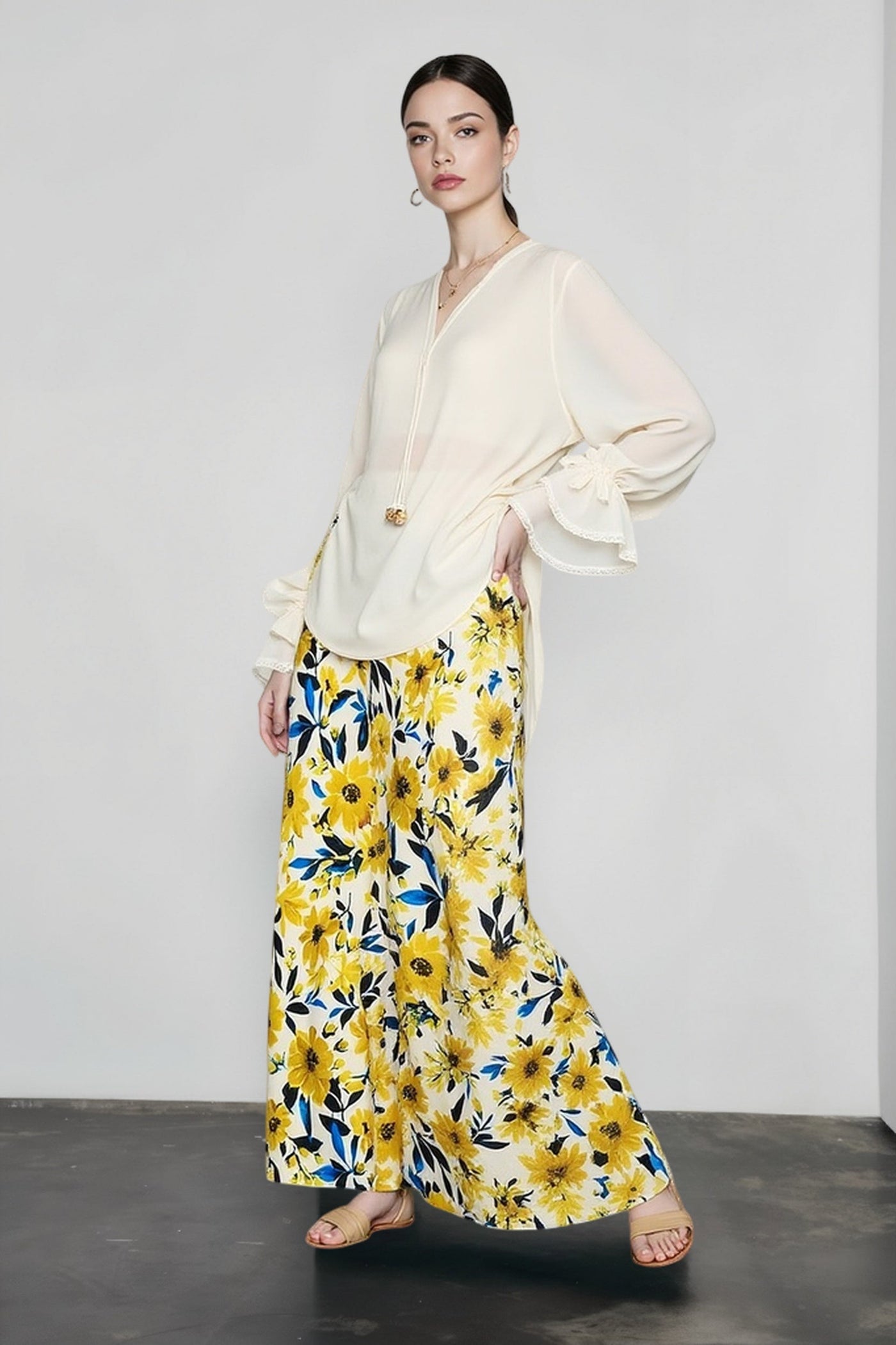 Silky Oil Print Color Block Vacation Skirt