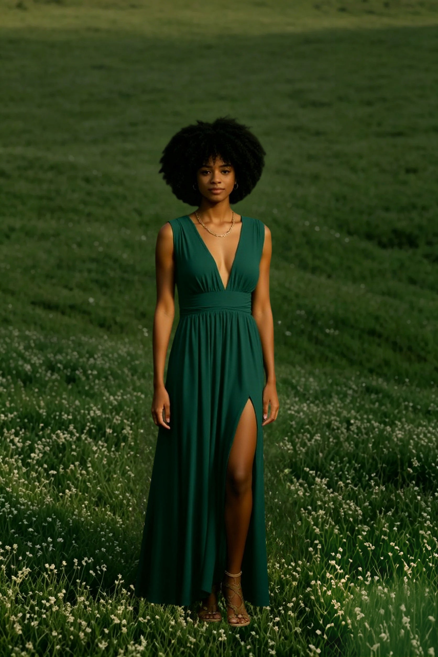 Deep V-Neck Dress