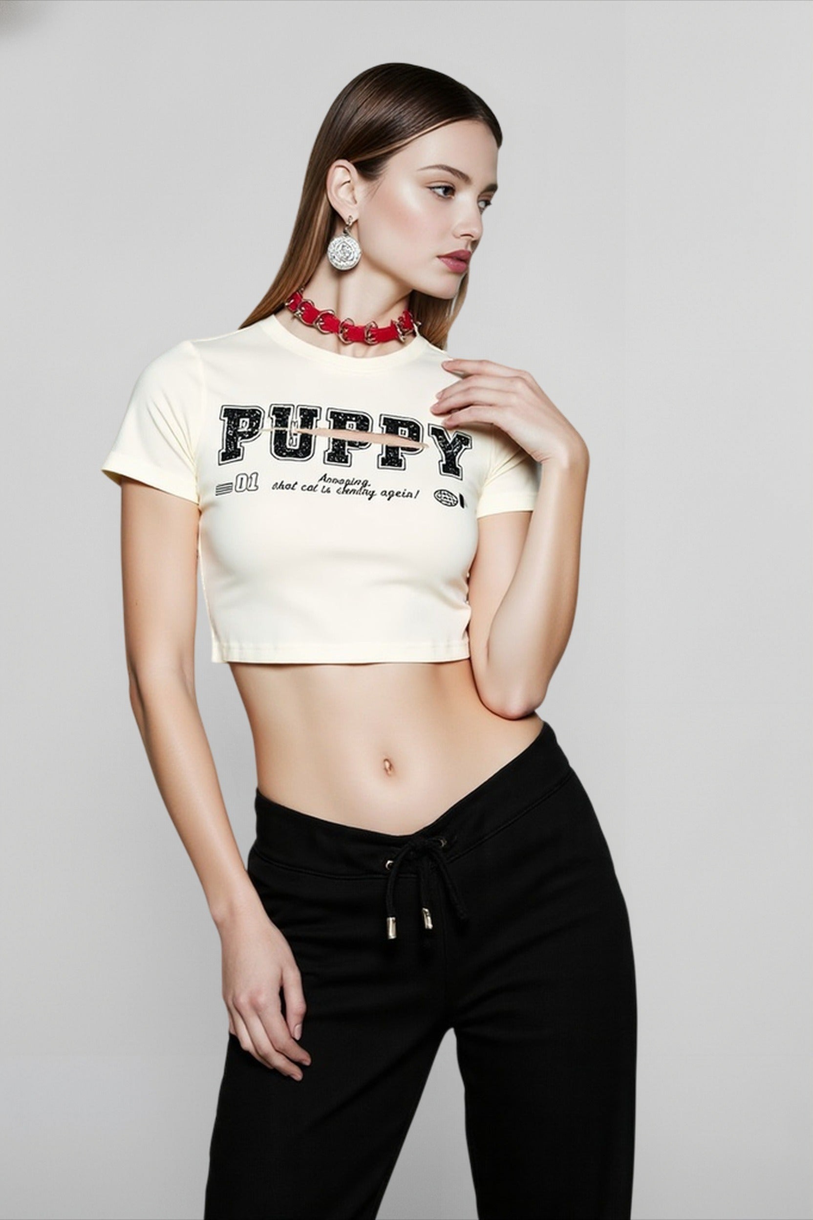 Y2K Print Cutout Crop Top