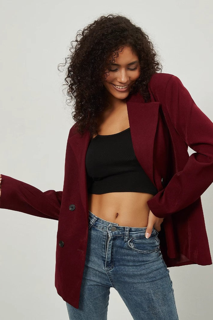 Minimalist Double Breasted Draped Blazer
