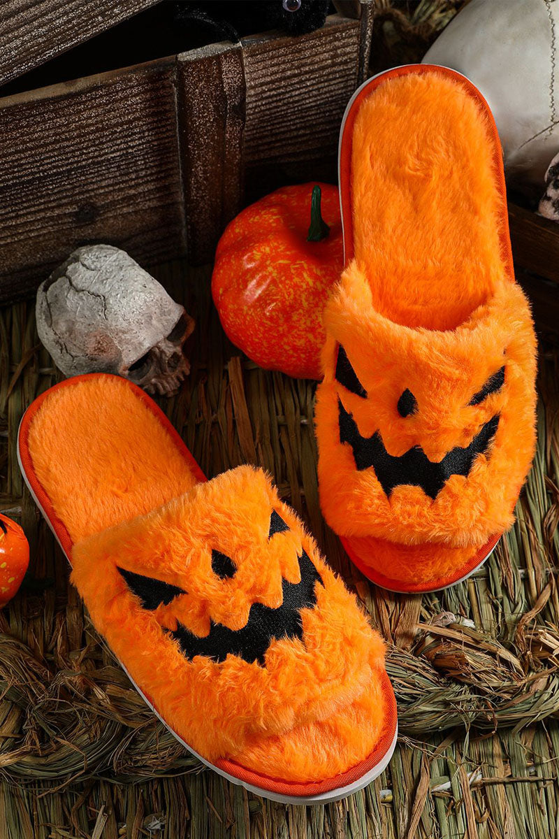 Halloween-themed Faux Fur Open Toe Slippers