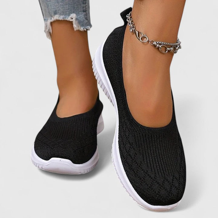 Knit Mesh Slip On Flat Sneakers