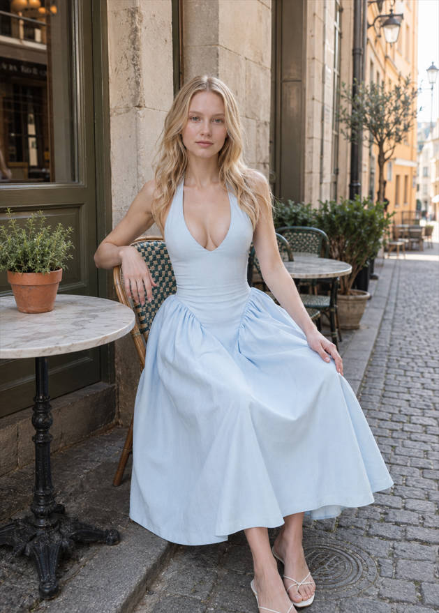Backless Deep V-Neck Maxi Dress