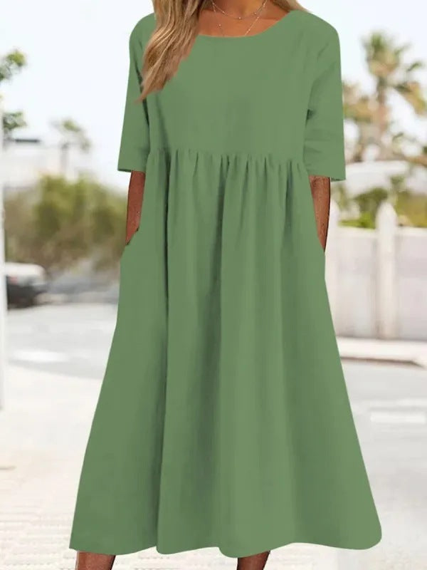 Luxe Veronica Midi Dress with Three Quarter Sleeves Designer Edit