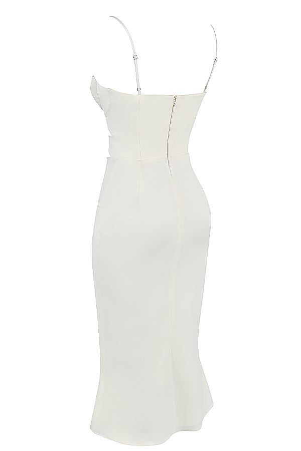 Underwire Bustier Cut Out Spaghetti Strap Bodycon Midi Dress 10