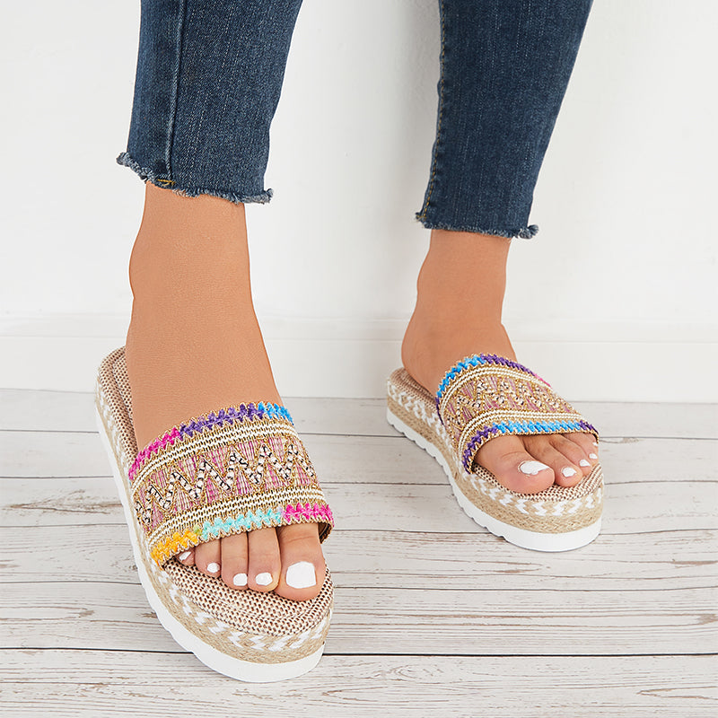 Open Toe Espadrilles Platform Slide Sandals Summer Slippers