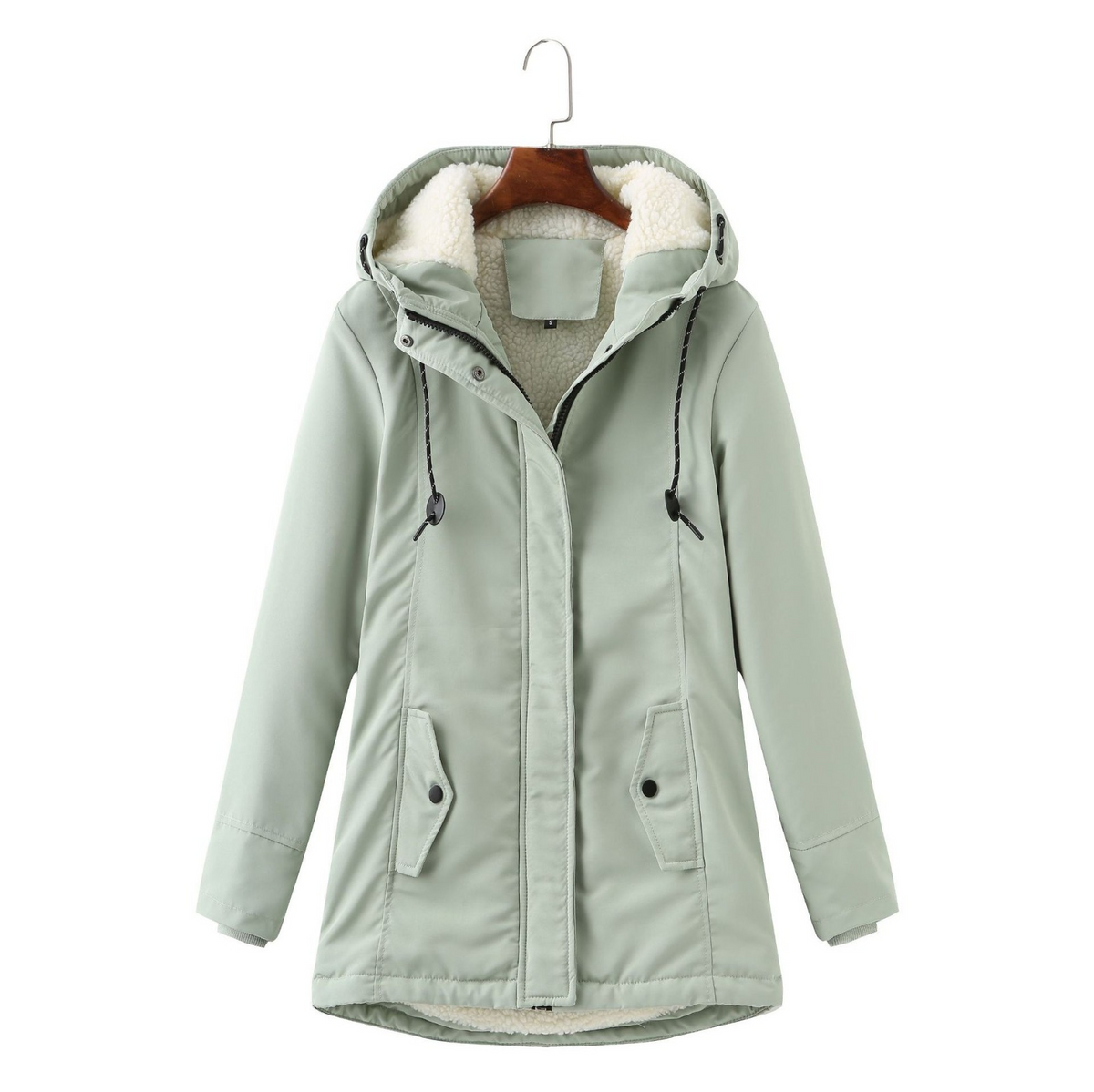 Hooded Sherpa Lined Zip Front Utility Parka Jacket