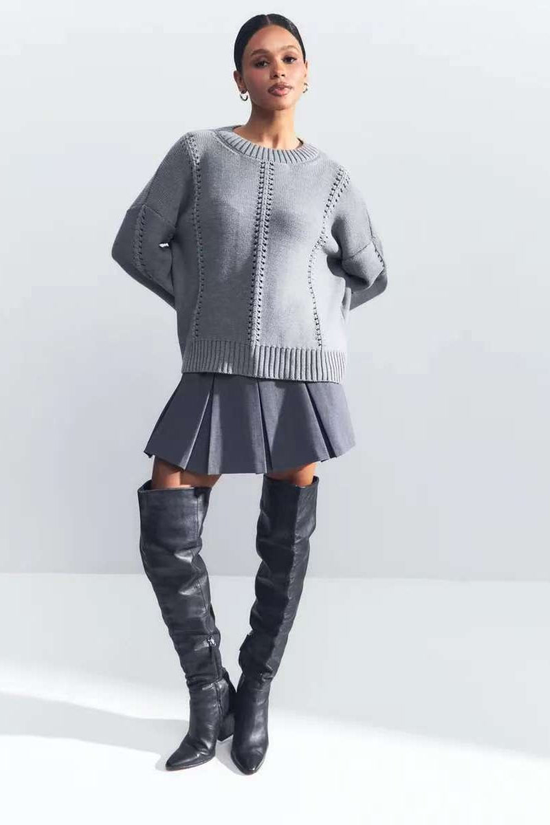 Casual Lace Knit Pullover Sweater