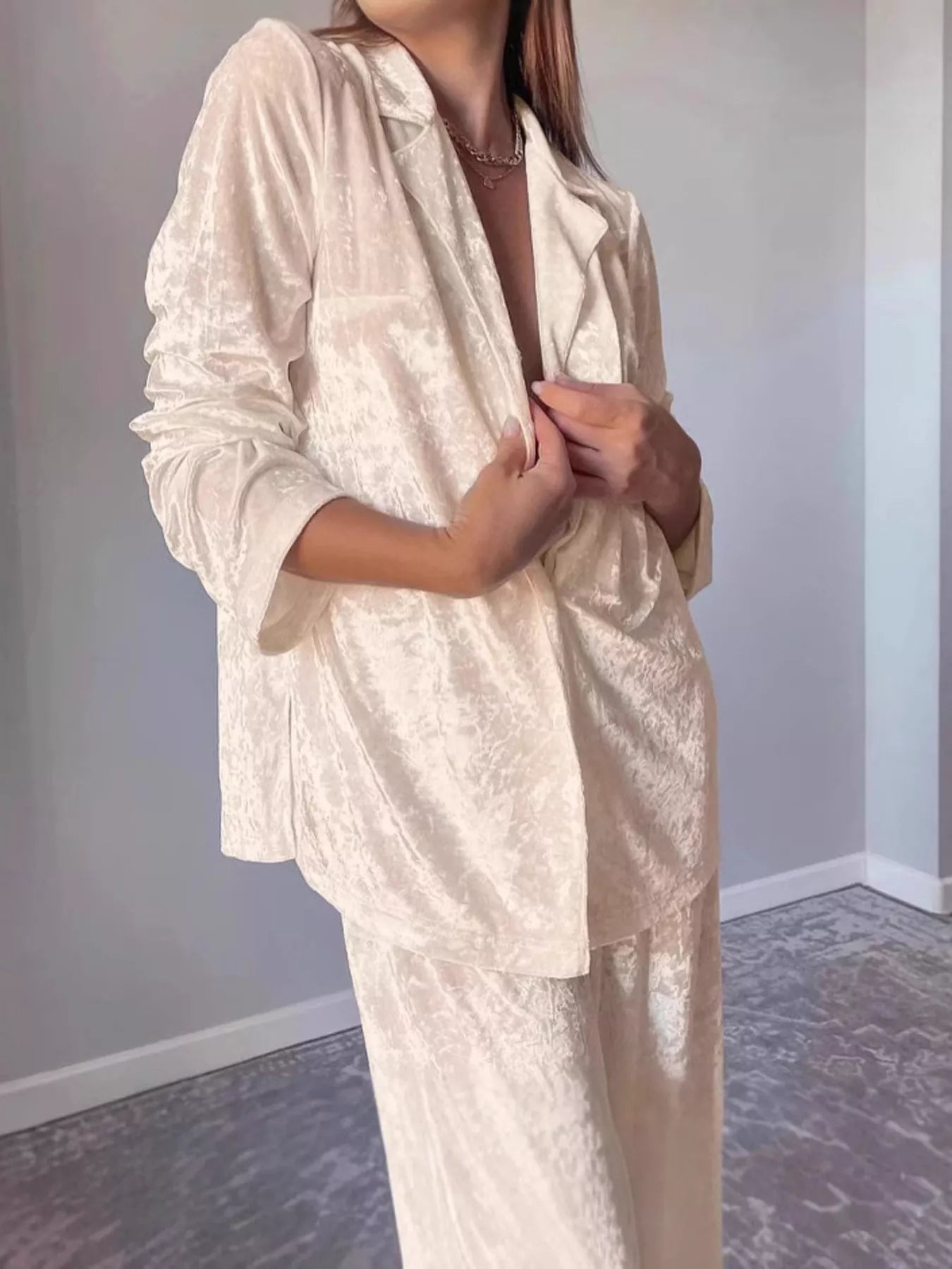 Velvet Long Sleeve Top and Pants Lounge Set