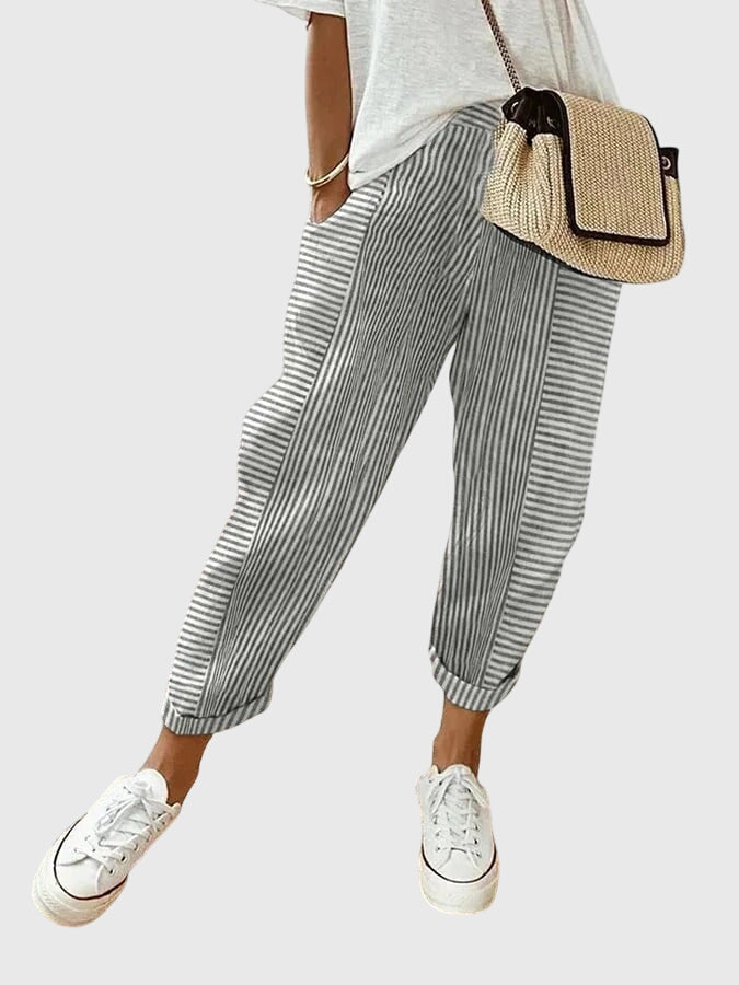 Striped High Waist Tapered Pants
