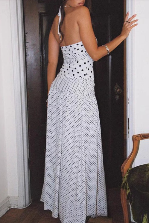 Lace Polka Dot Cami Mermaid Maxi Dress - View 4
