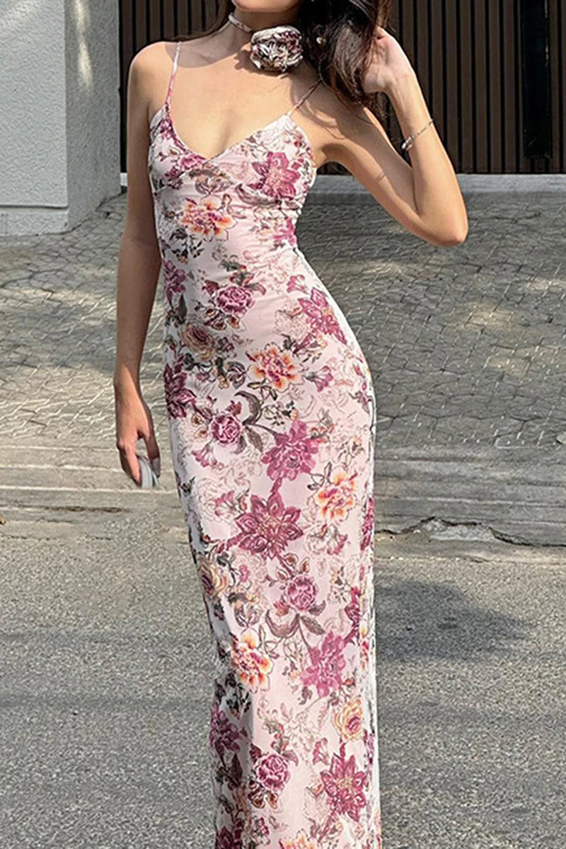 Backless Edition VNeck Maxi Floral Dress