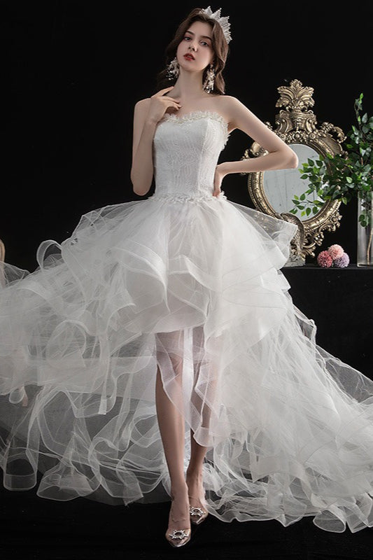 Retro Princess Strapless Tulle Ball Gown Wedding Dress