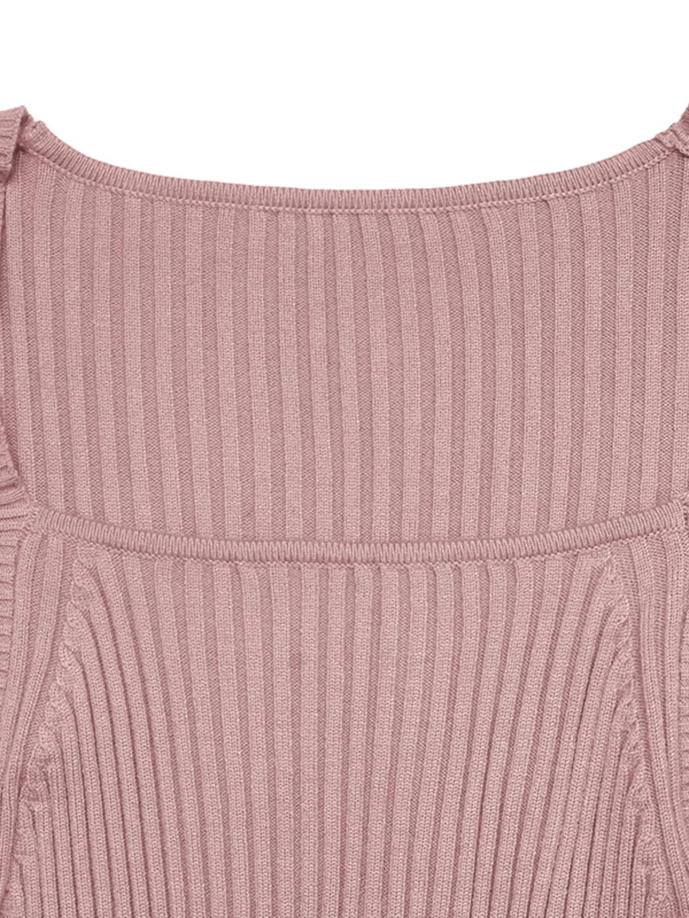 Ribbed Knit Square Neck Bodycon Sweater Dress