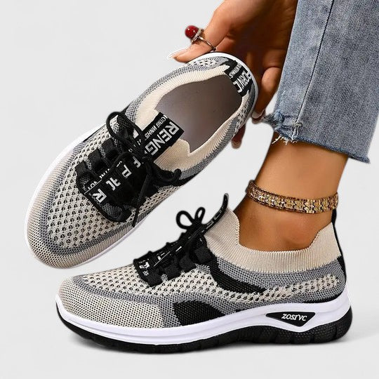 Mesh Knit Lace Up Chunky Sole Sneakers