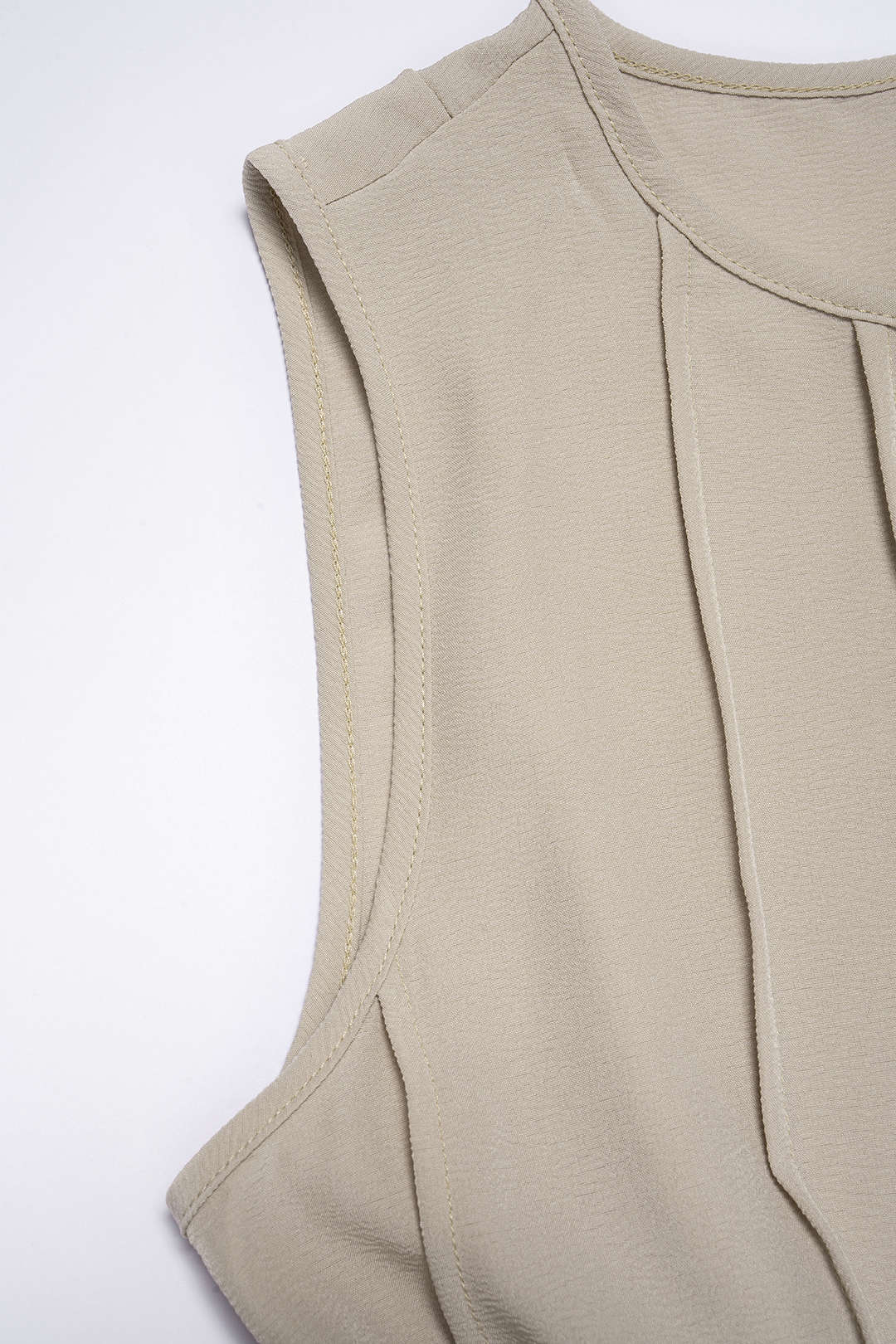 Knit Sleeveless Pintuck A-Line Maxi Dress 7
