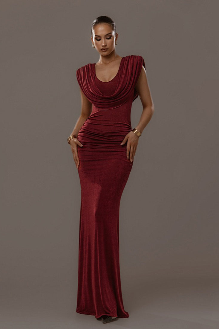 Elegant Solid Fitted Reception Dress