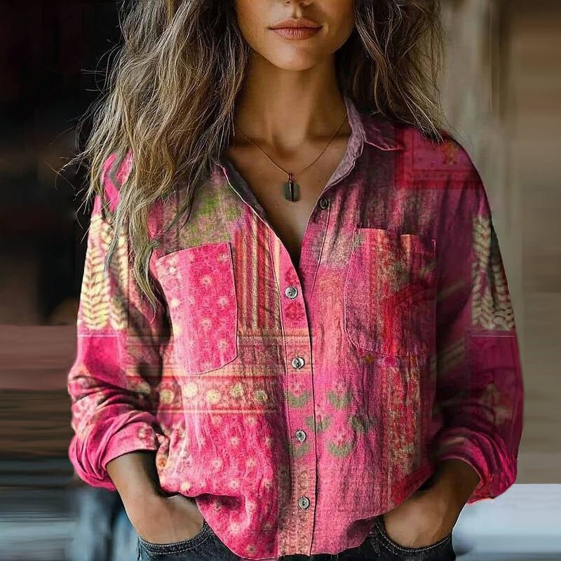 Bandana Paisley Print Long Sleeve Button Front Shirt