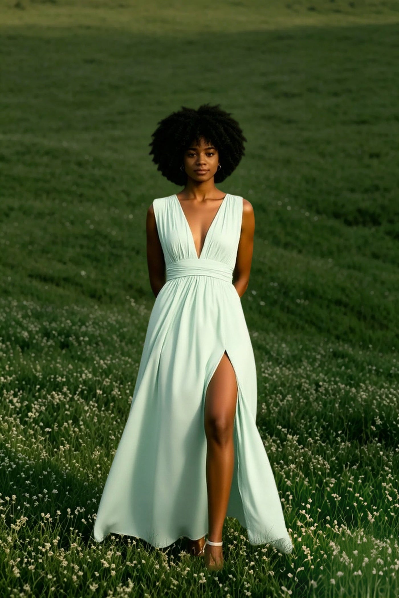 Solid Women Fall Sleeveless Deep V-Neck Dresses
