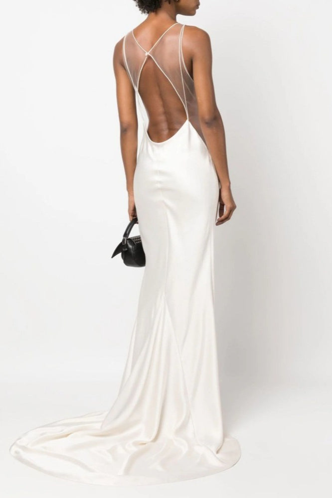 Corset Strapless Open Back Reception Dress