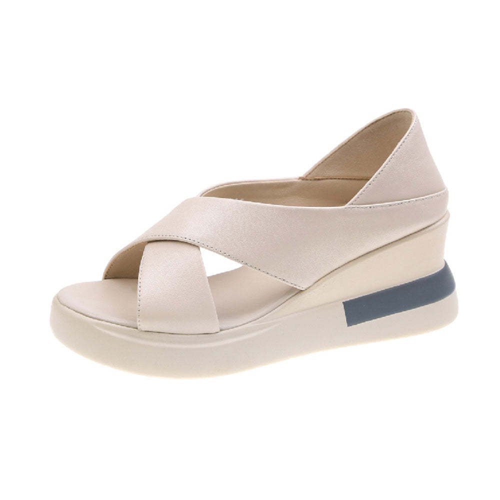 Open Toe Platform Cross Strap Two-Wear Sandals