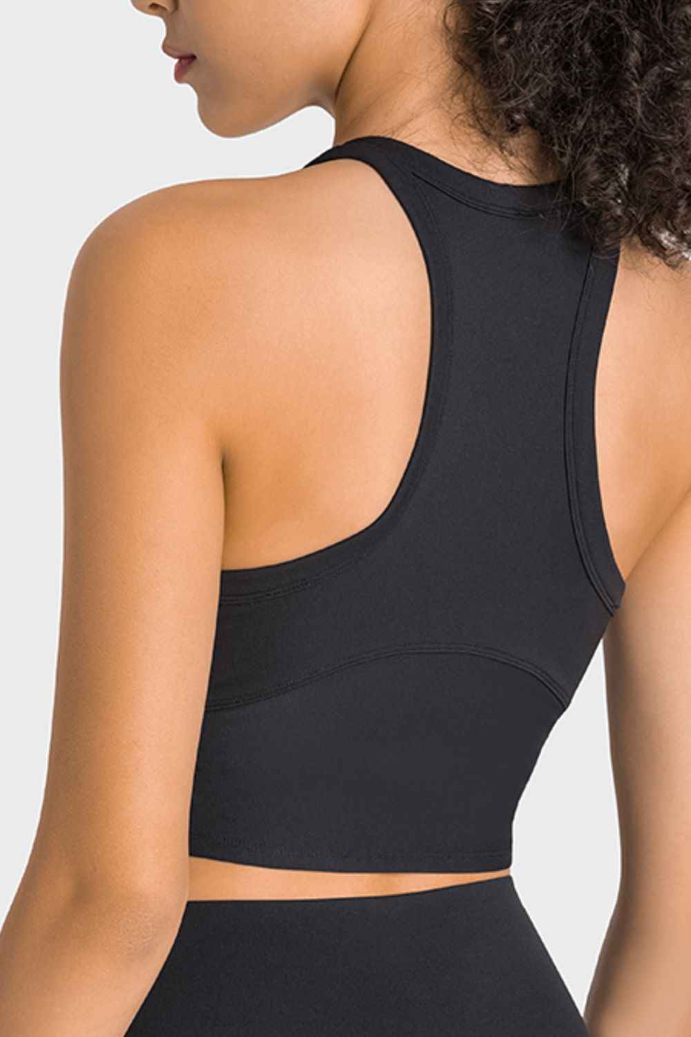 High Neck Seam Detail Cropped Sports Tank Top 11