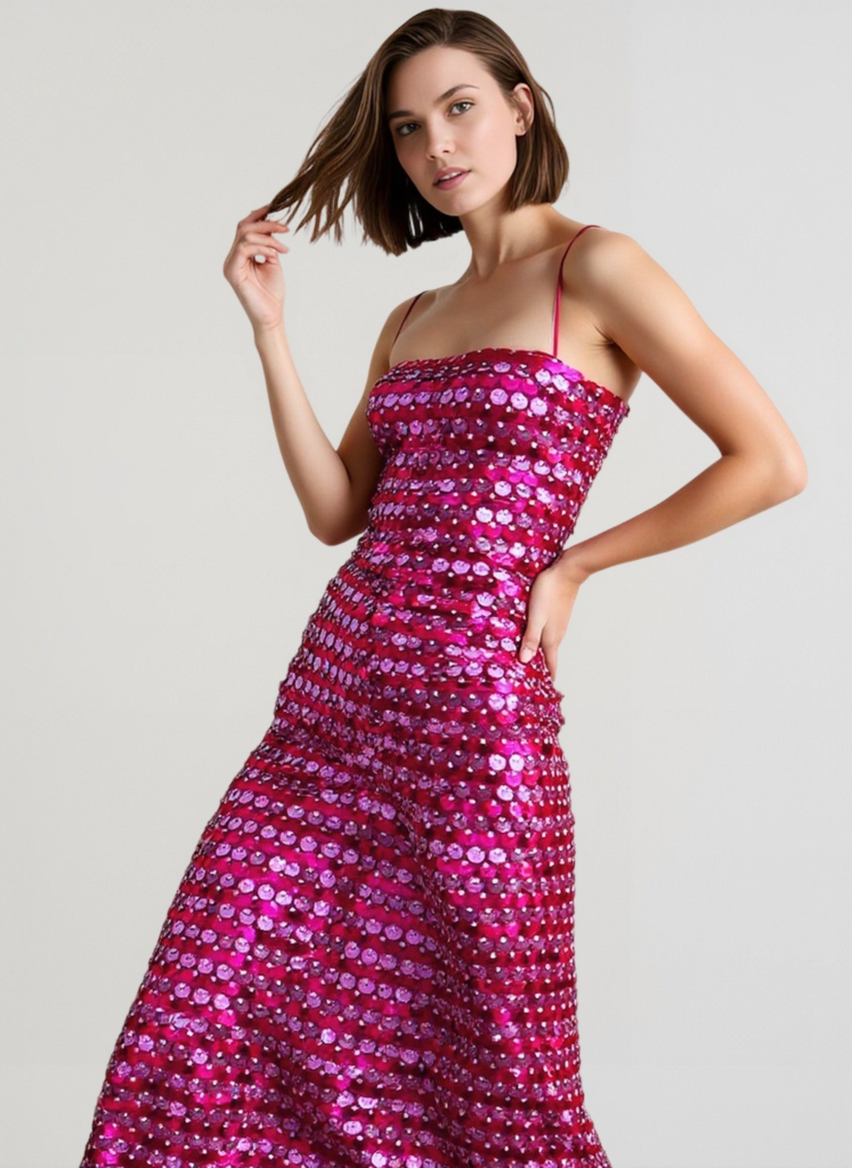 Beaded Irregular Midi Dress