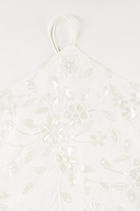 Floral Embroidered Lace Halter Neck Bodycon Mini Dress