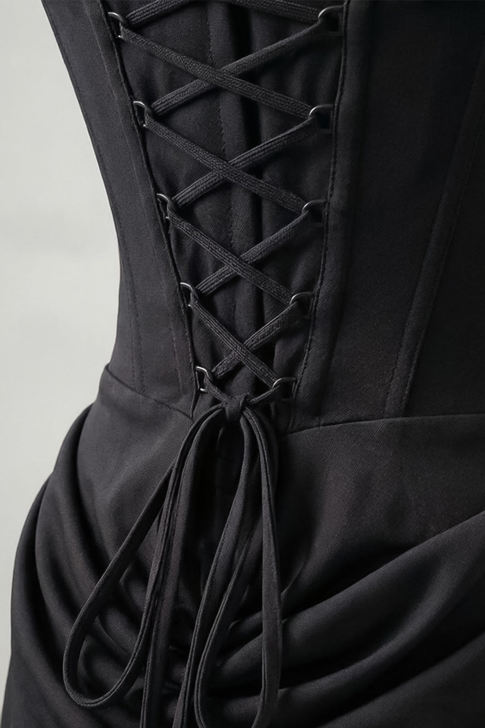 Square Neck Corset Bodice Draped Hip Mermaid Maxi Gown 5