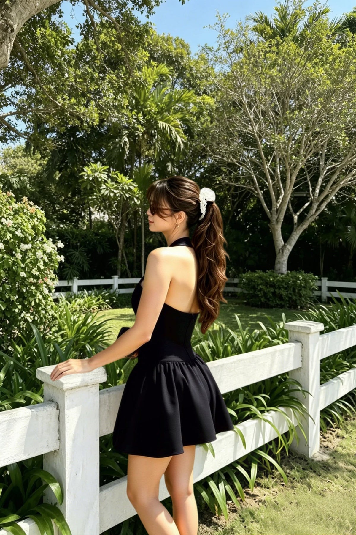 Halter Neck Square Neck Drop Waist Ruffle Skirt Mini Dress 9