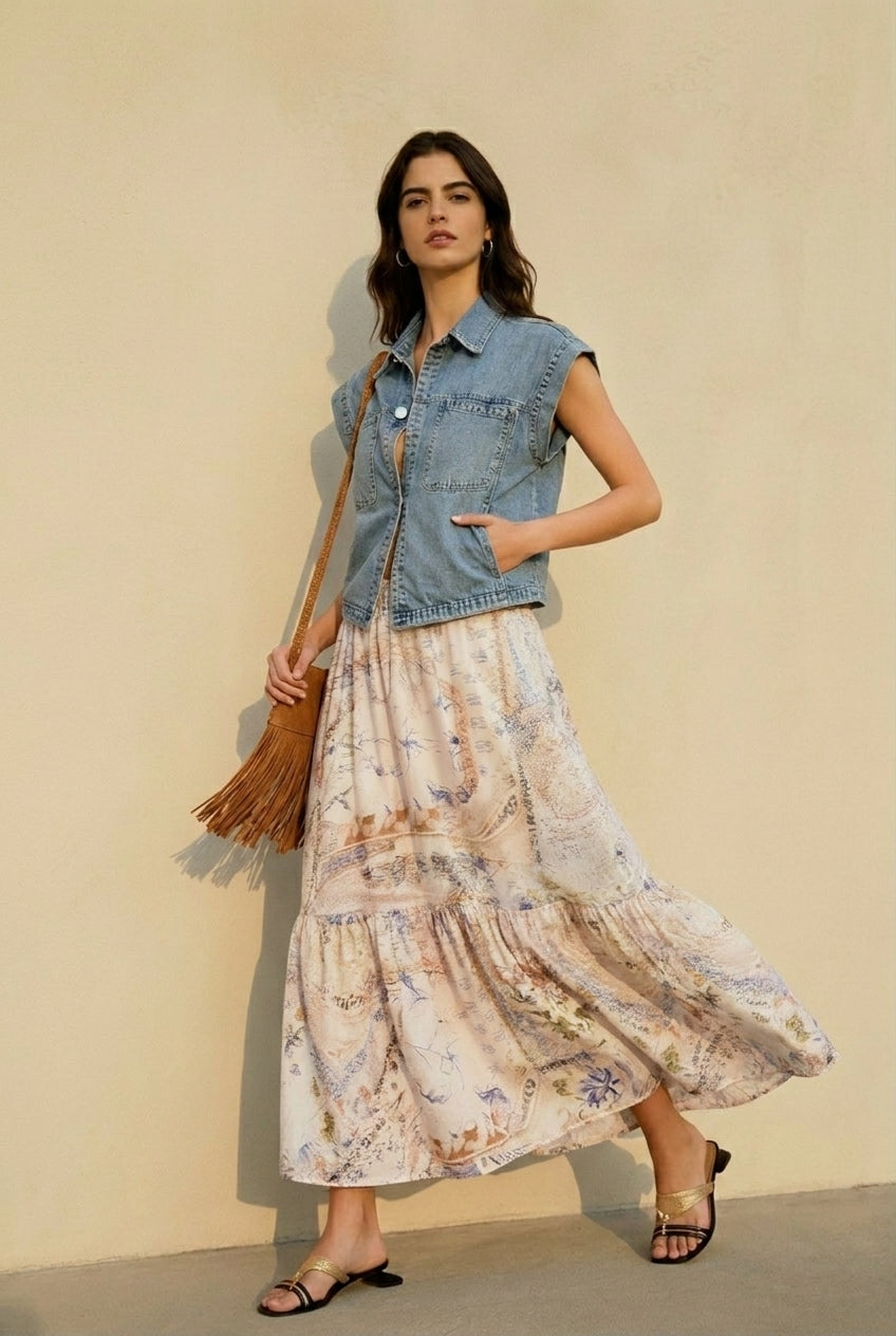 Light Flowy Floor Length Vacation Skirt