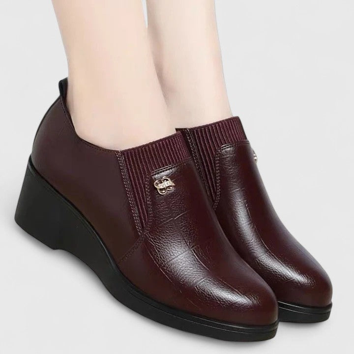 Pointed Toe Slip On Wedge Heel Ankle Shoes