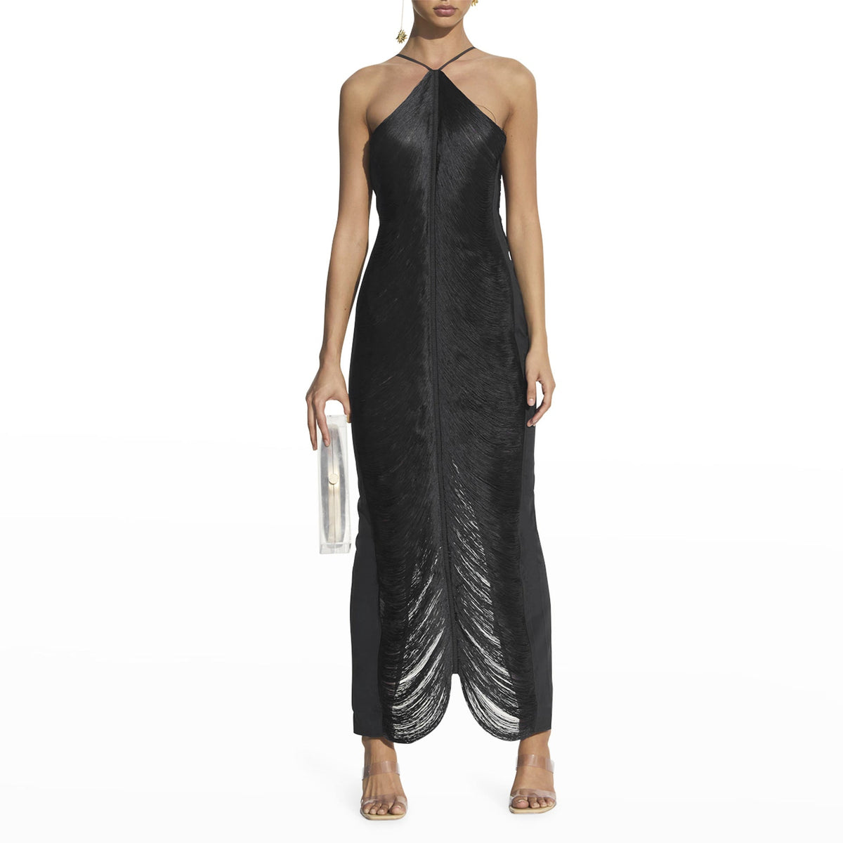 CELEB FUR IRREGULAR MAXI DRESS