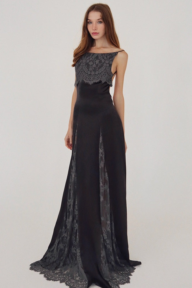 Backless Lace Sheer Mesh Dress