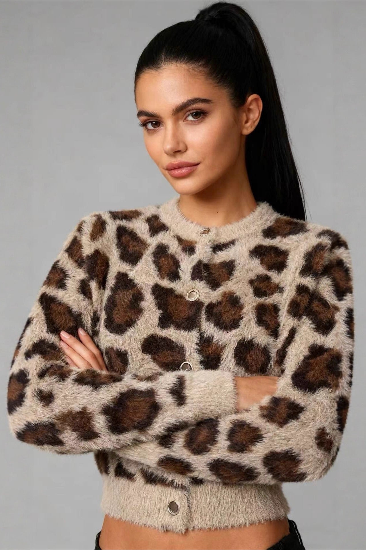 Classic Crewneck Draped Knit Top
